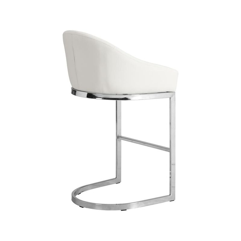 Carolina Living Torano 26 Upholstered Counter Stool - Chrome - White Upholstery