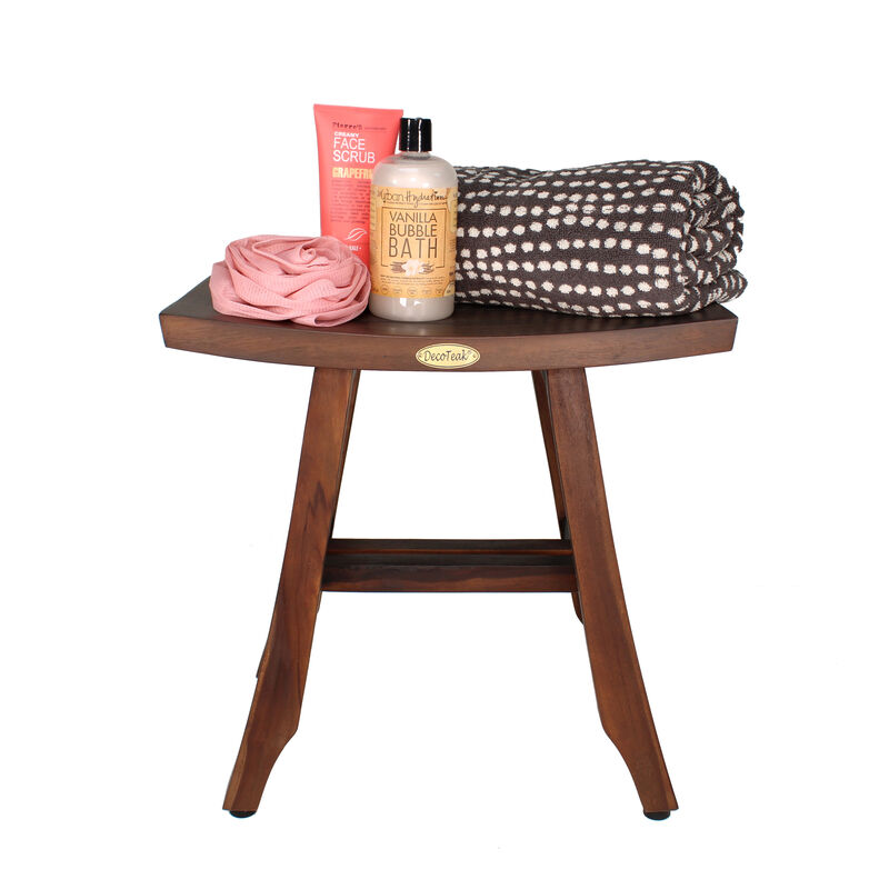 DecoTeak Satori 18" Teak Wood Shower Bench in Woodland Brown Finish