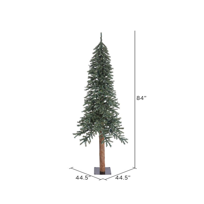 Vickerman 7' Natural Bark Alpine Artificial Christmas Tree Unlit, Faux Christmas Tree, Seasonal Indoor Home Decor - Real Wood Trunk - Flat Metal Tree Stand Included image number 1