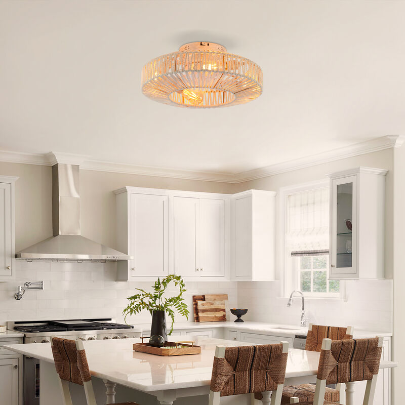 Low Profile Caged Ceiling Fan with Light and Remote Control image number 9