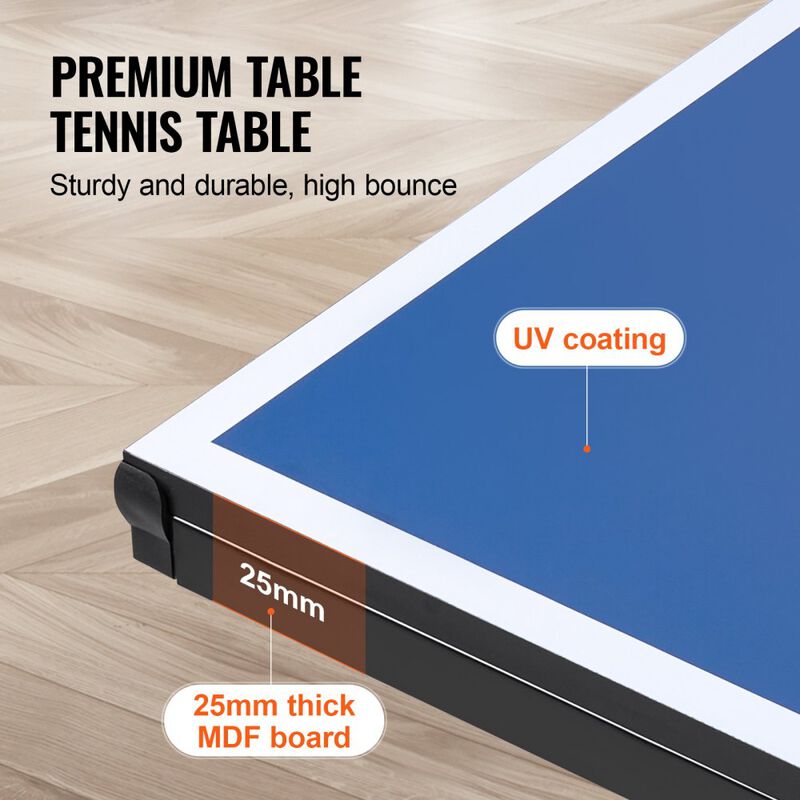 Foldable Ping Pong Table with 25mm MDF Top Quick Clamp Net and Wheels image number 5