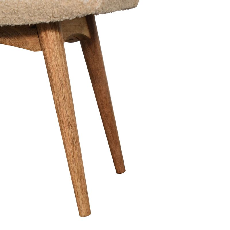 Artisan Furniture Boucle Cream Solid Wood  Curved Bench