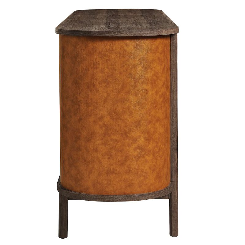 Coralie Curved 6-Drawer Vegan Leather Oval Dresser image number 3