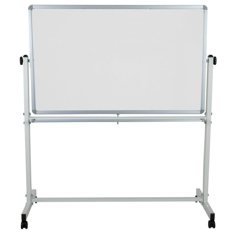 Flash Furniture 53"W x 59"H Reversible Mobile Cork Bulletin Board and White Board with Pen Tray image number 8