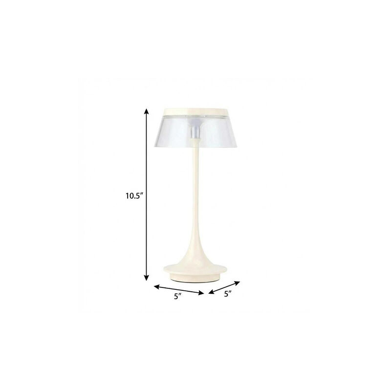 HomeRoots 11" White Geometric Modern Industrial Battery Operated Desk Lamp image number 4