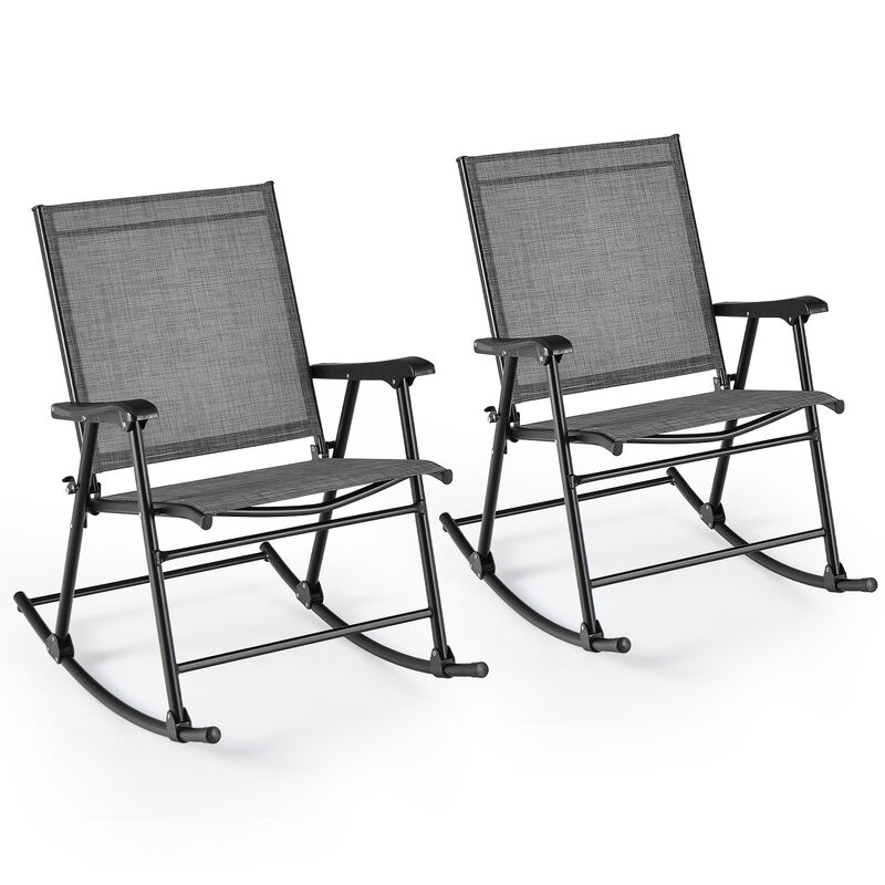 Folding Rocking Chair with Breathable Seat Fabric Set of 2