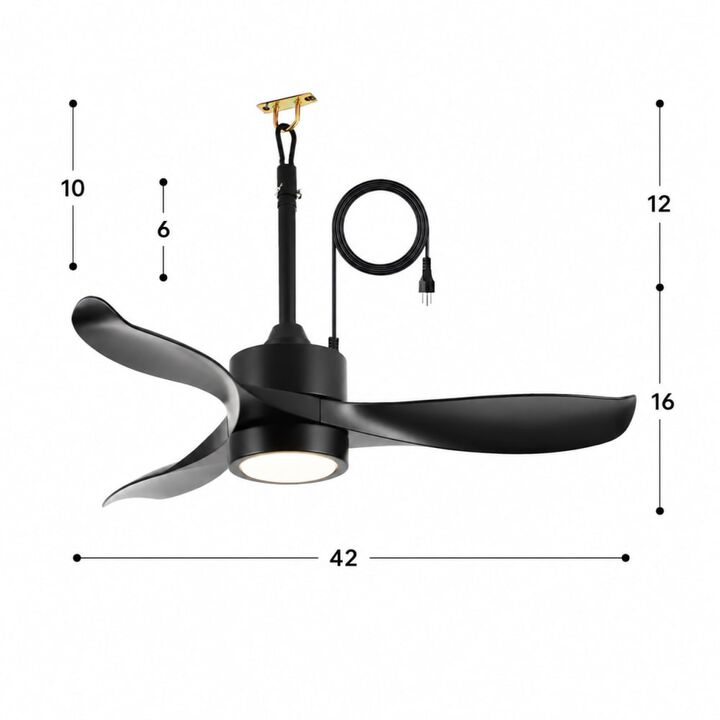 ELEMENT ACE 42 Inch Outdoor Ceiling Fan with Reversible Quiet DC Motor, 6 Speed Levels, Remote Control, Adjustable Height, Suitable for Indoor & Covered Outdoor Use