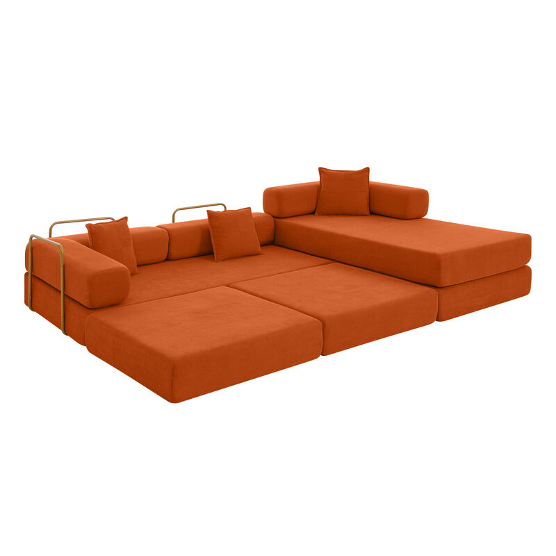 Merax Convertible Modular Corduroy Sectional Sofa Bed image number 2
