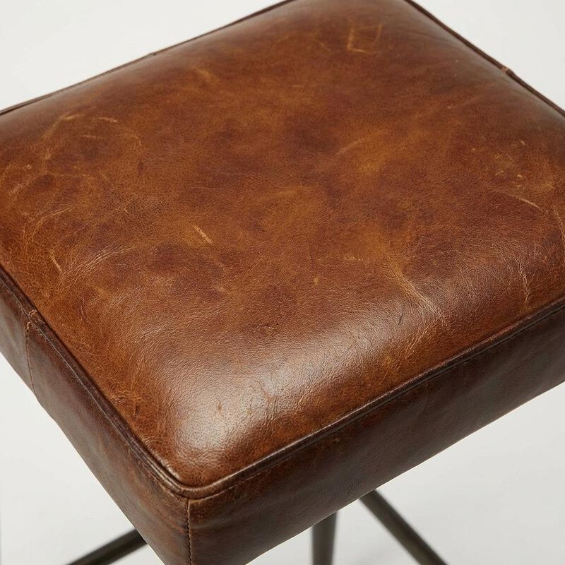 Starlight Canyon Home Backless Bar Stool with Leather Seat, Industrial Counter Stool for Kitchen image number 5