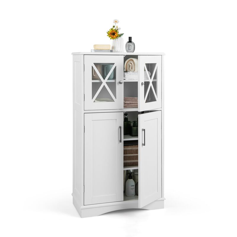 Costway Bathroom Storage Cabinet Linen Storage Cabinet with Doors and Adjustable Shelves