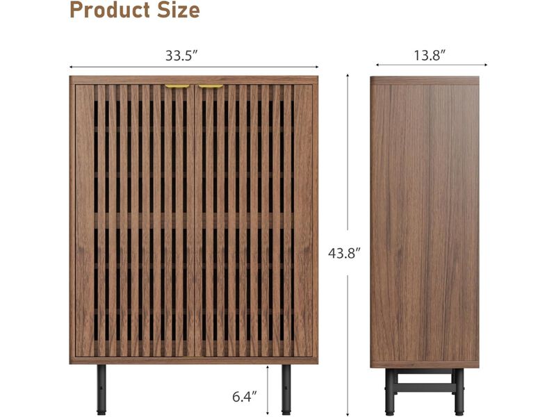 Entryway Wood Shoe Storage Cabinet 6 Tier Dark Walnut Doors image number 2
