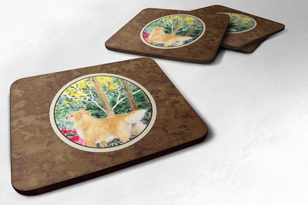 Caroline's Treasures SS8886FC Golden Retriever Foam Coasters (Set of 4), 3.5 H x 3.5 W, Multicolor