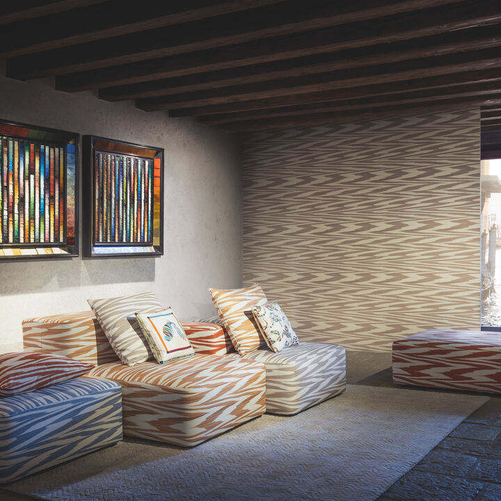 Flamed Zigzag Brown & Cream Wallpaper