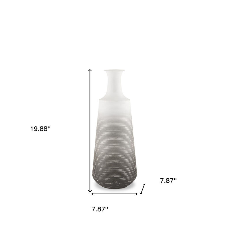 HomeRoots 20" Gray And White Ombre Metal Table Vase image number 3