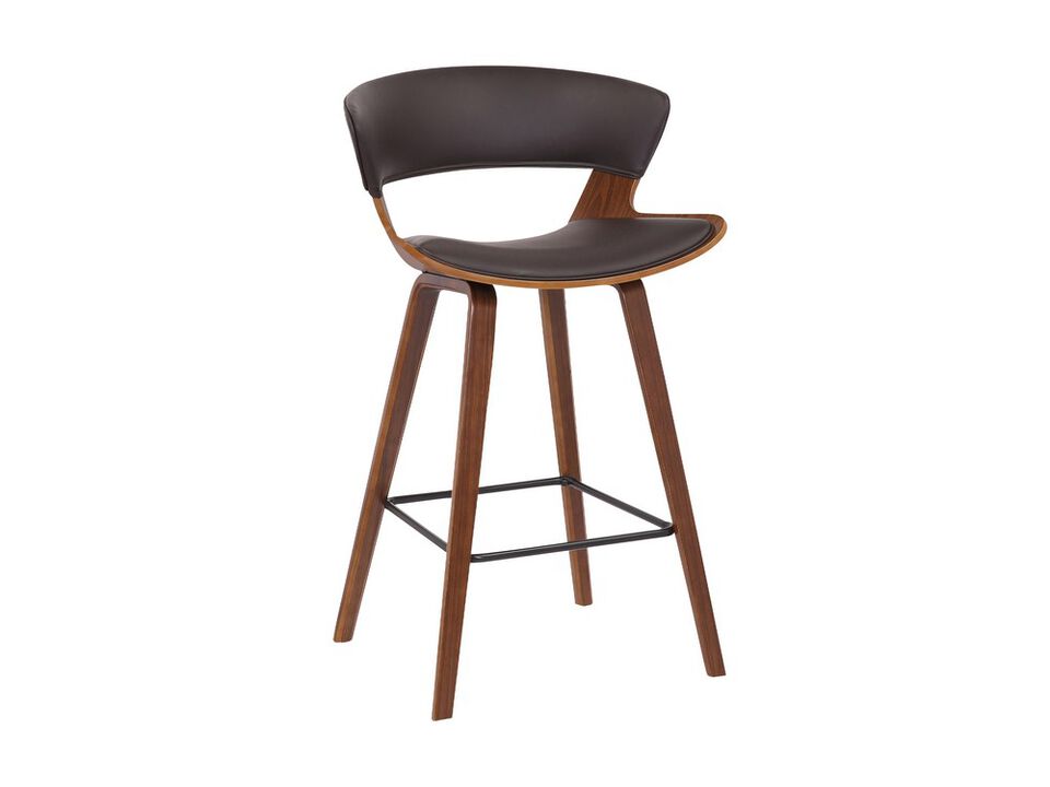 27 Inches Saddle Seat Leatherette Counter Stool, Brown - Benzara