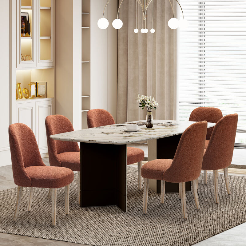 WestinTrends Mid-Century Modern Upholstered Boucle Dining Chair (Set of 6)
