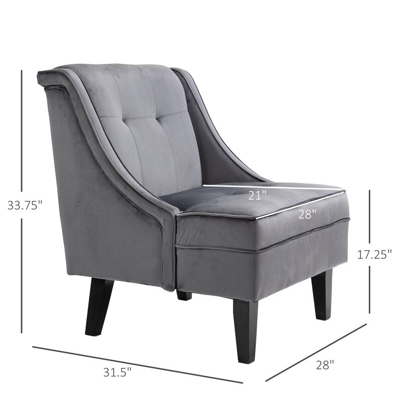 Modern Single Accent Chair Tufted with Thick Padding and Wings