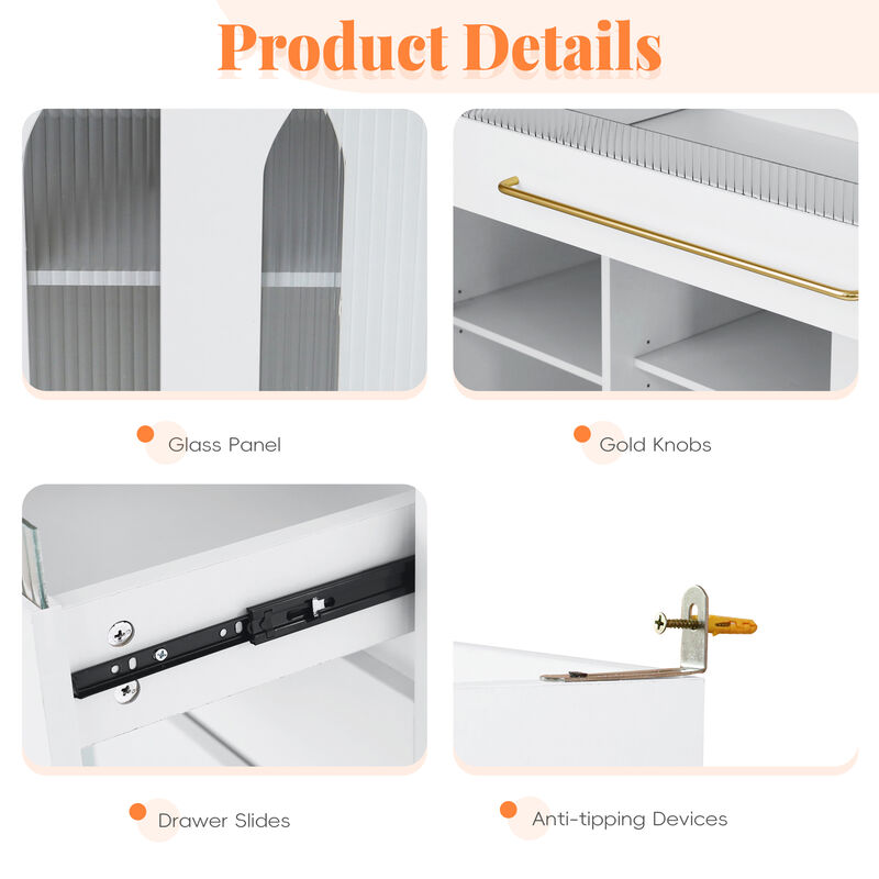 Merax Freestanding  Buffet Large Coffee Bar Storage Cabinet