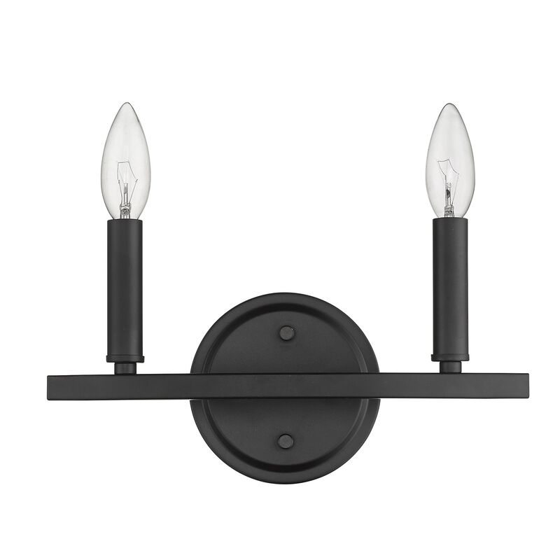 Hivvago Two Light Matte Black Wall Sconce