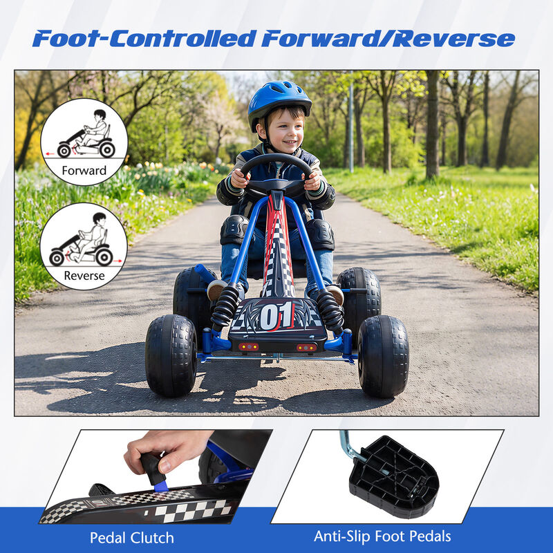 4 Wheel Pedal Go Kart for Kids with Adjustable Seat and All Terrain Wheels image number 6