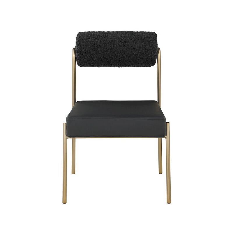 Meridian Furniture Carly Black Vegan Leather Seat / Boucle Fabric Back Dining Chair, Set of 2