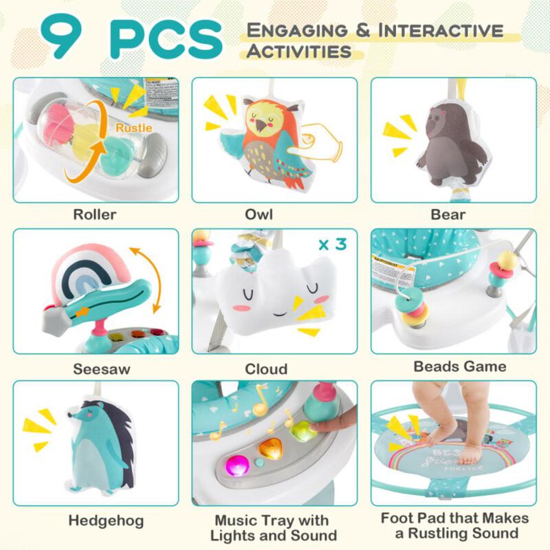 Hivvago Baby Activity Center Height Adjustable Baby Bouncing Saucer with Interactive Toys