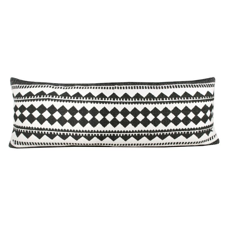 36" Black and White Mosaic Geometric Striped Lumbar Rectangular Throw Pillow