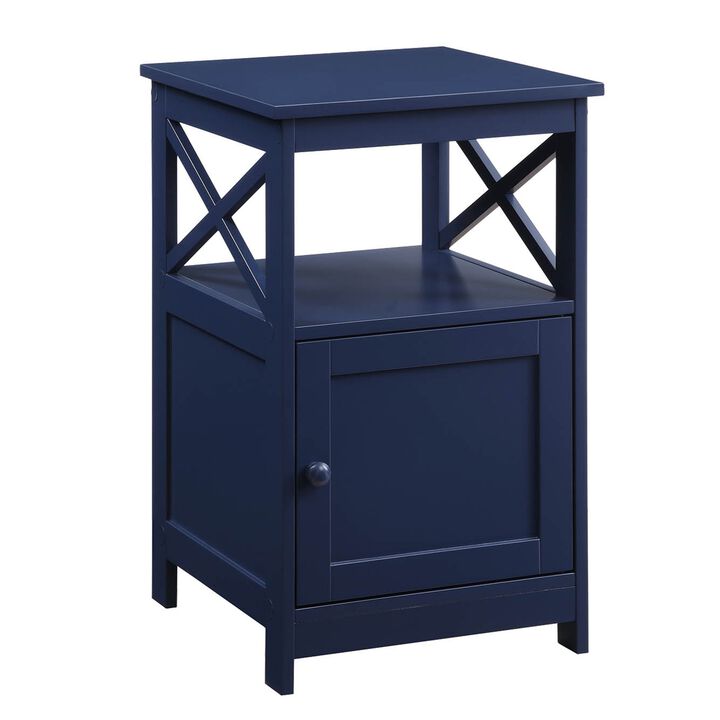 Convenience Concepts Oxford End Table with Storage Cabinet and Shelf, Cobalt Blue