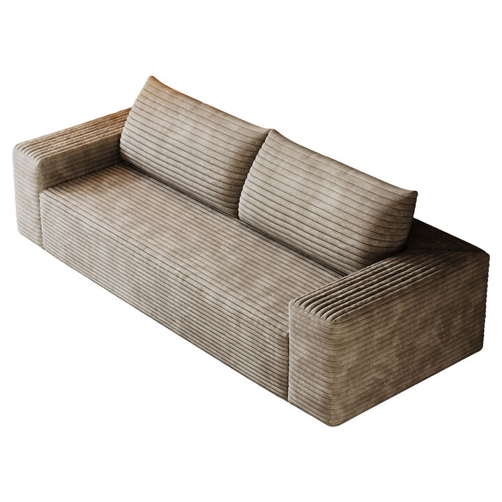 TATEUS 63" 2-Seater Corduroy Sofa &ndash; Deep Seat, Comfy Loveseat, No Assembly