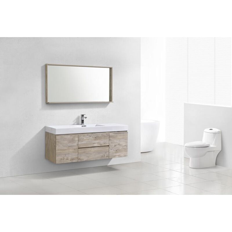 Kubebath Bliss 60 Single Sink Nature Wood Wall Mount Modern Bathroom Vanity