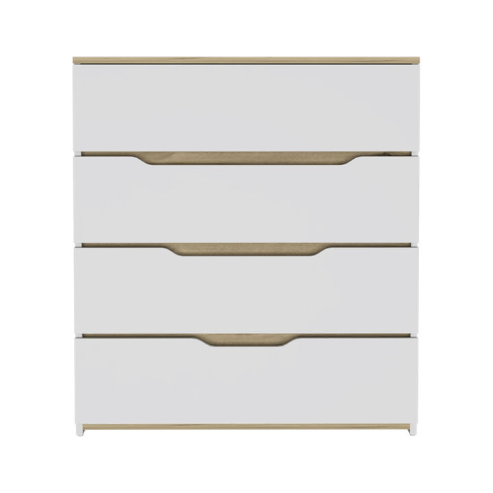 Streamdale Lynbrook 4-Drawer Dresser White And Light Oak