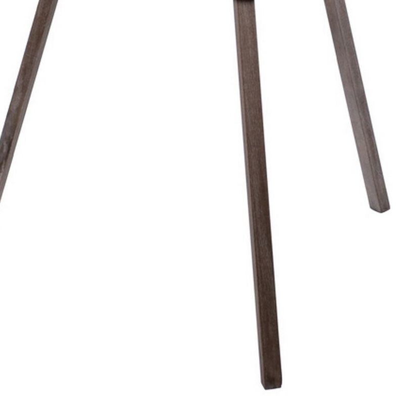 55 Inch Floor Lamp with Tripod Style Wood Frame, Spotlight, Brown and Black - Benzara