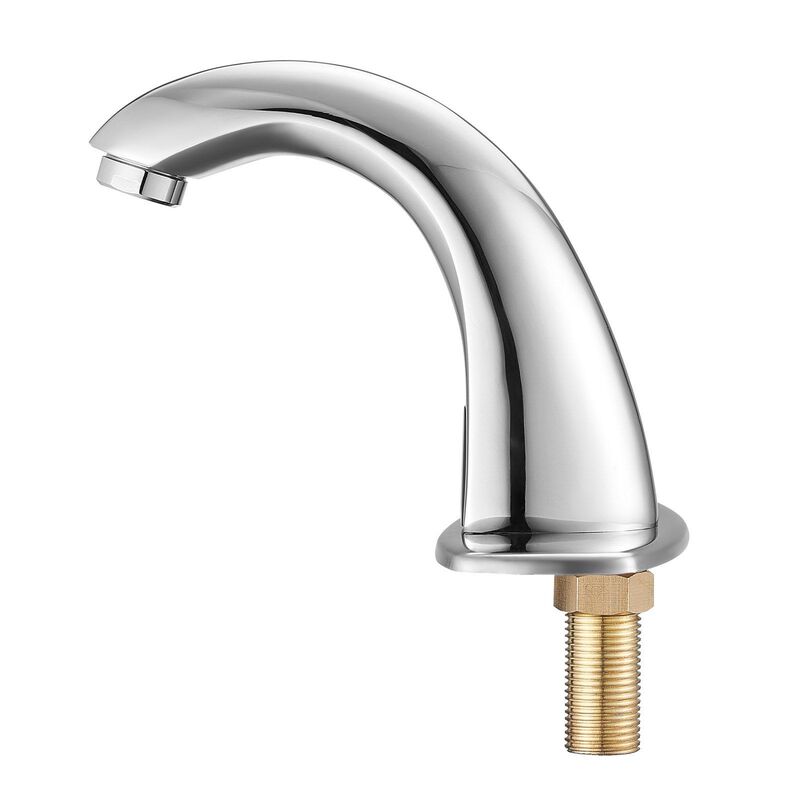 Touchless Restroom Faucet with Hole Cover, Battery Operated, Adjustable Water Temp-Silver image number 8