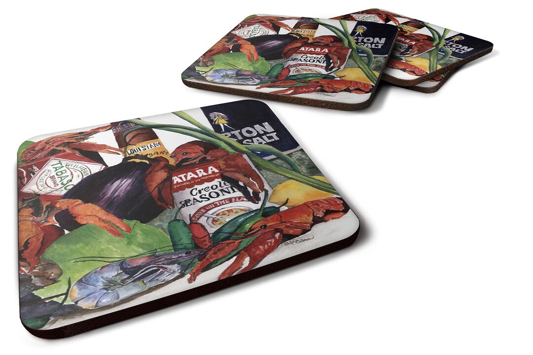 Caroline's Treasures 8131FC Louisiana Spices Foam Coasters (Set of 4), 3.5 H x 3.5 W, Multicolor