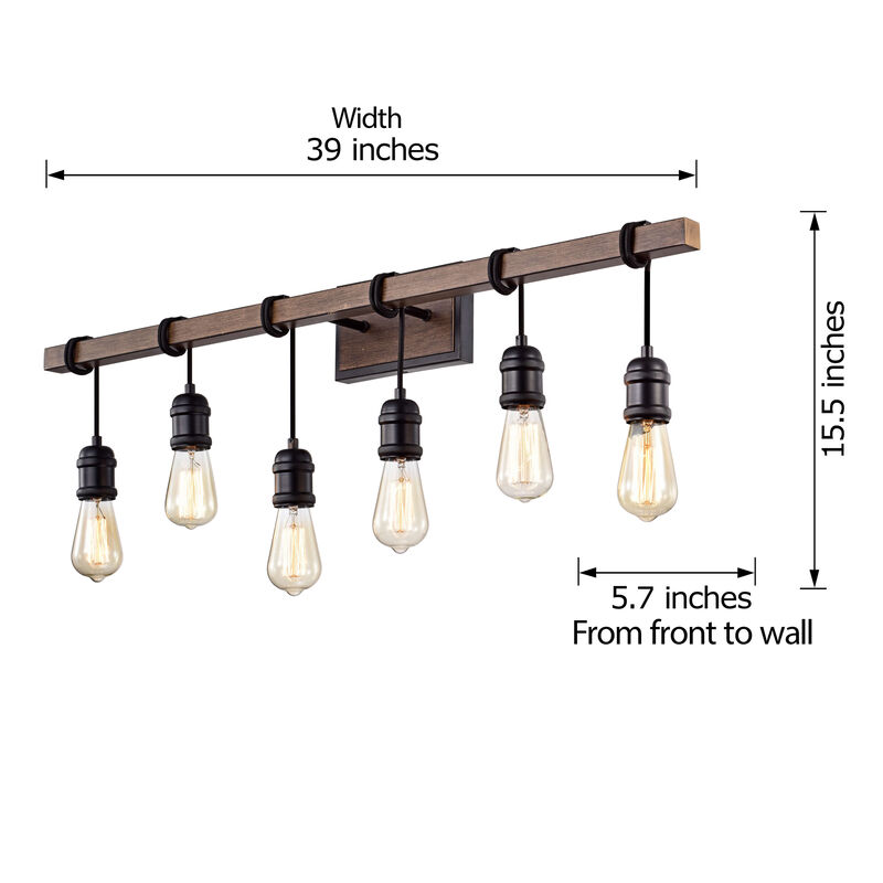 Dalia 6-light Antique Black and Faux Wood Grain Finish Wall Sconce image number 1