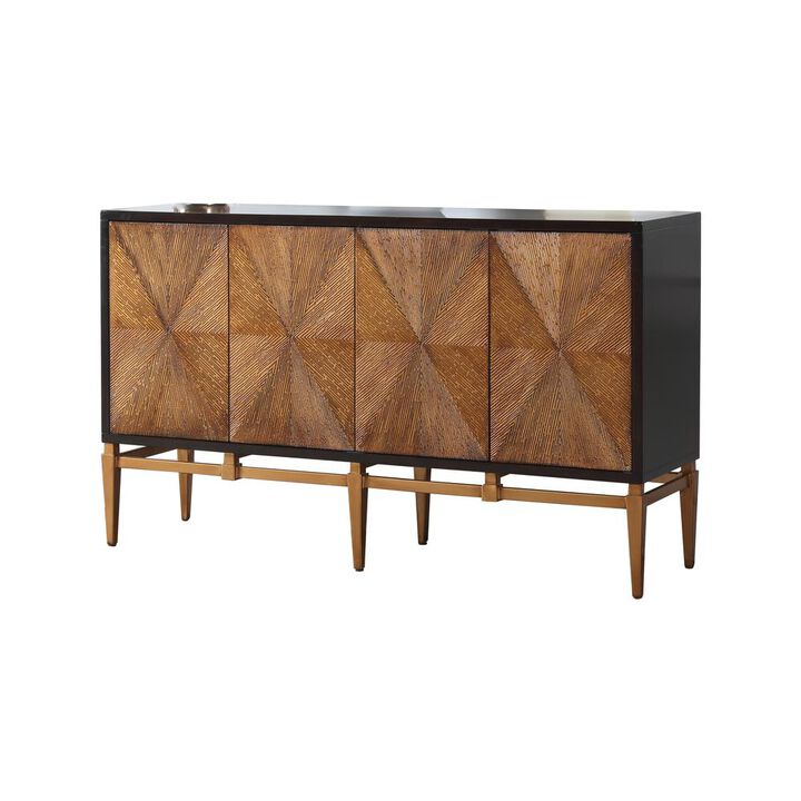 Best Master Furniture Labardi Brown with Antique Gold Accents Wood Sideboard