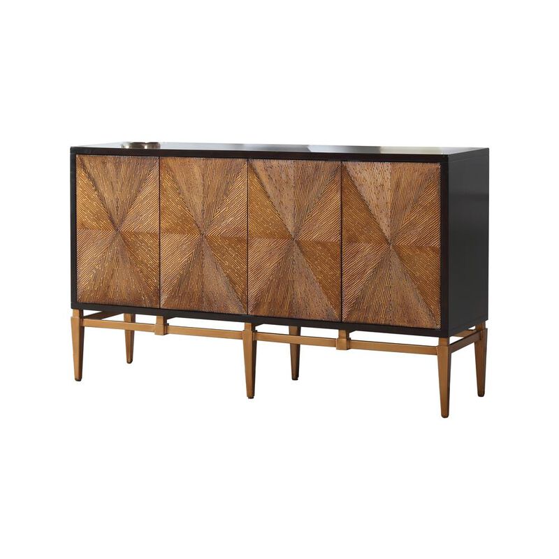 Best Master Furniture Labardi Brown with Antique Gold Accents Wood Sideboard