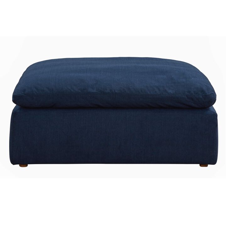 Sunset Trading Contemporary Puff Collection 44 Square Slipcovered Sectional Modular Ottoman, Performance Fabric Washable Water-Resistant Stain-Proof, Oversized Down Filled Large Sofa Footrest, Navy Blue