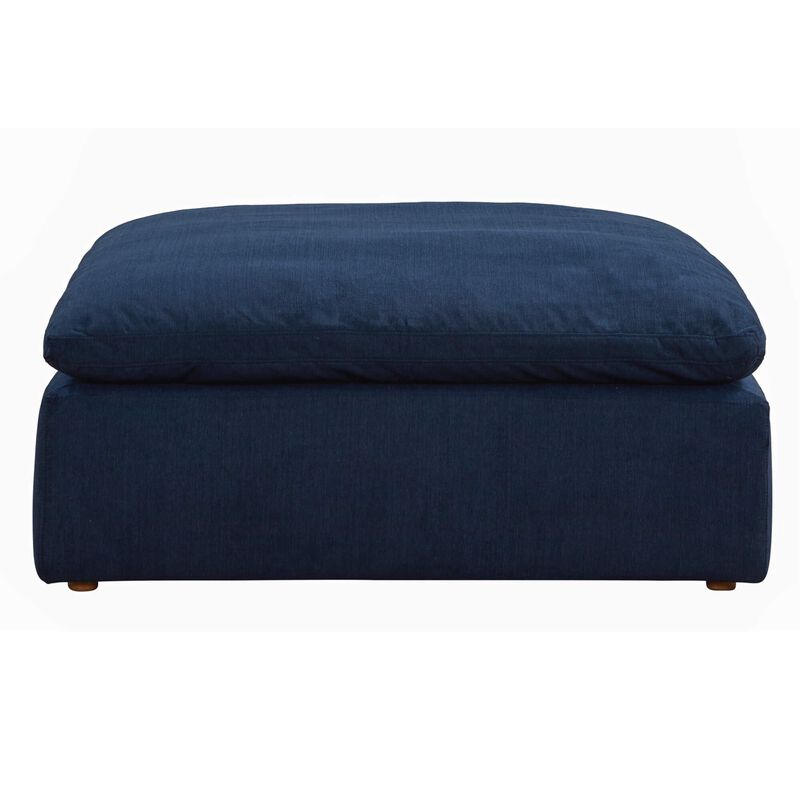 Sunset Trading Contemporary Puff Collection 44 Square Slipcovered Sectional Modular Ottoman, Performance Fabric Washable Water-Resistant Stain-Proof, Oversized Down Filled Large Sofa Footrest, Navy Blue