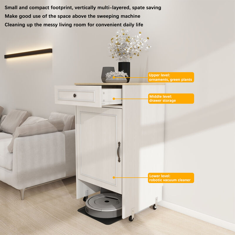 Antique White 39.37 in. H Accent Cabinet with 1 Drawer