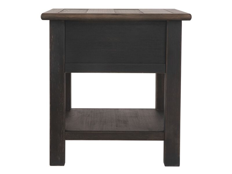 Wooden End Table with One Drawer and One Shelf, Brown and Black-Benzara