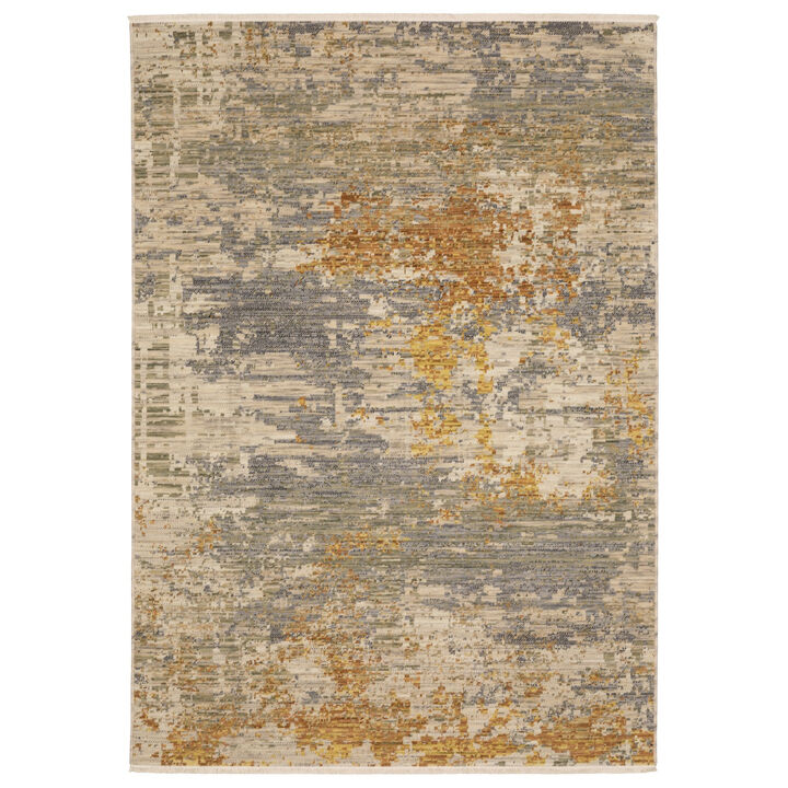 HomeRoots Abstract Area Rug With Fringe