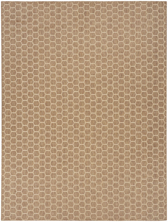 HomeRoots 8' X 10' Natural And Beige Geometric Indoor Outdoor Area Rug