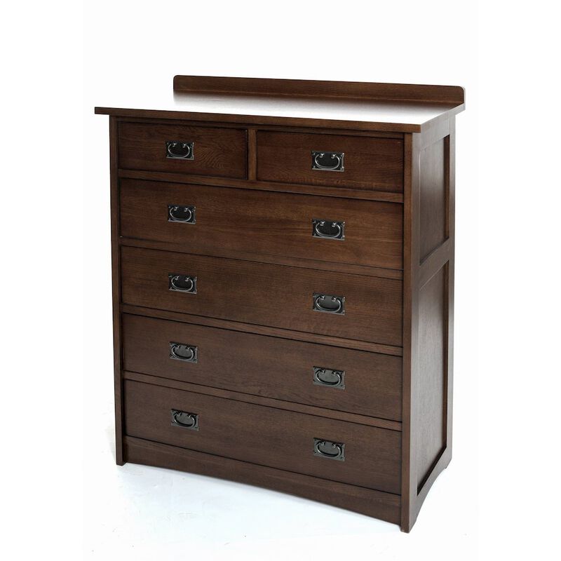 Crafters and Weavers Mission Quarter Sawn Oak 6 Drawer Dresser - Walnut