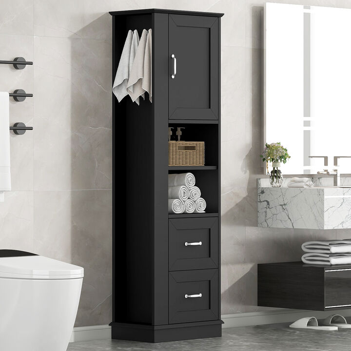 Merax Tall Bathroom Utility Cabinet with Reversible Sides, 2 Adjustable Shelves