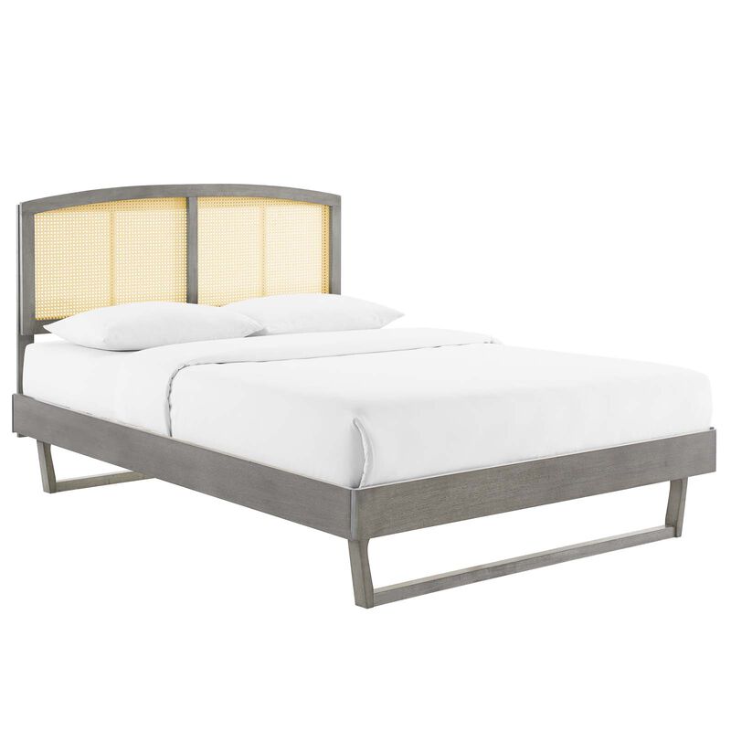 Modway - Sierra Cane and Wood Queen Platform Bed with Angular Legs image number 0