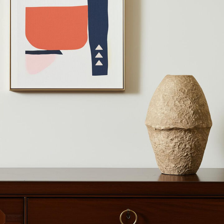 HomeRoots 18" Beige Paper Mache Cylinder Table Vase