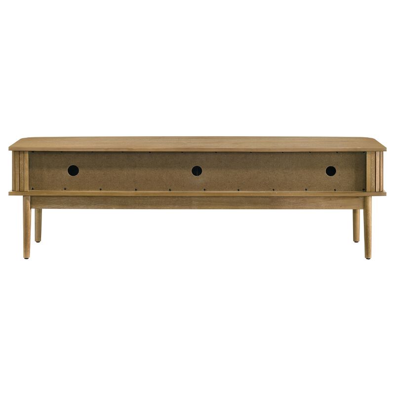 Elora TV Stand Media Console with Reeded Doors, Brown Wood 71 Inch image number 3