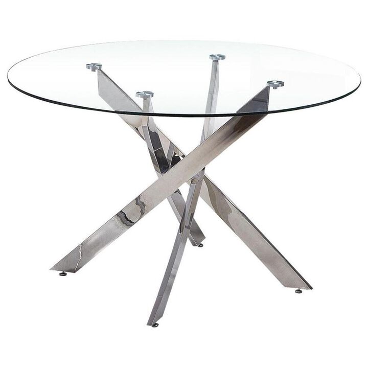Best Master Furniture Best Master Alison Modern Round Glass Dining Table in Chrome