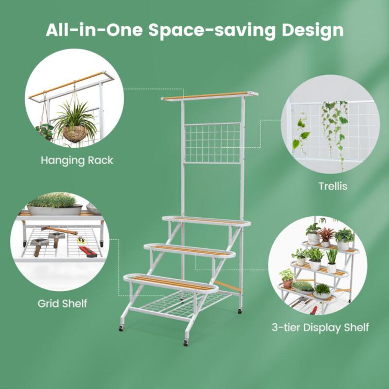 Hivvago 4-Tier Hanging Plant Stand with Hanging Bar